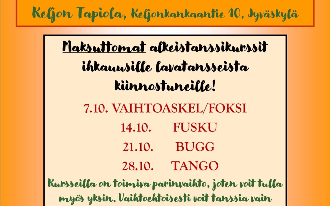 Maksuttomia alkeiskursseja Tapiolassa uusille