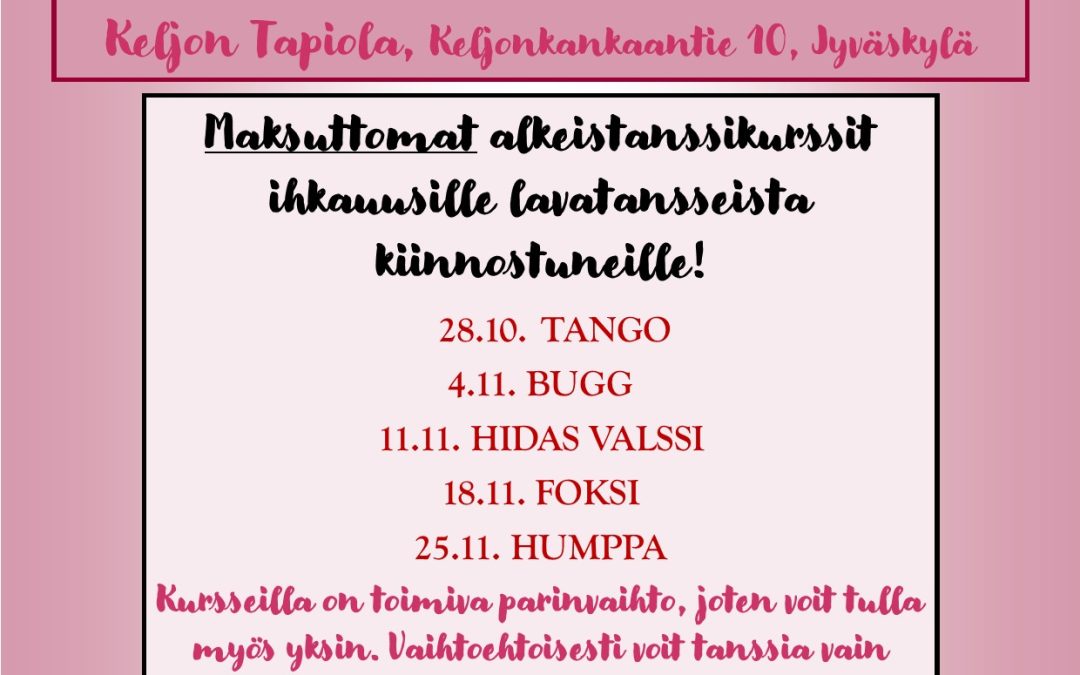 Lavatanssin ilmaiset alkeiskurssit jatkuvat