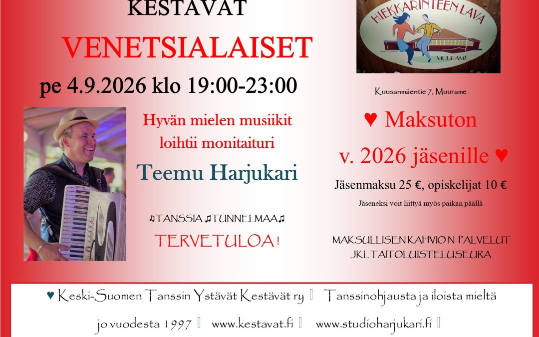 Venetsialaisissa tanssia tahdittaa Teemu Harjukari